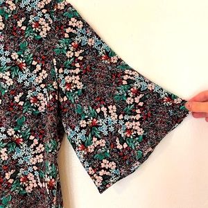 ZARA floral flare dress with bell half-sleeve